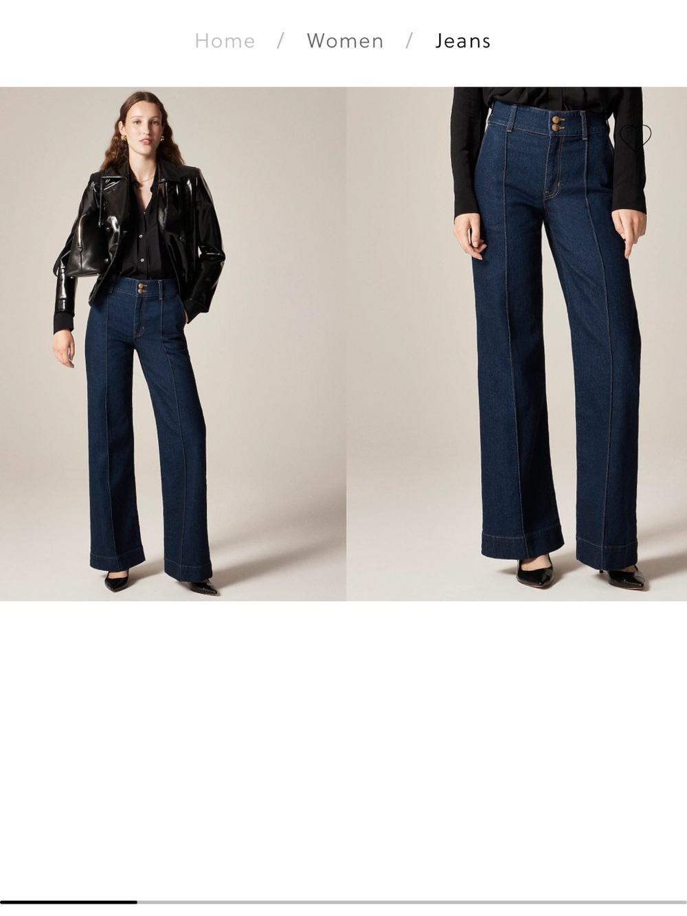 J. Crew Dark Blue High-Rise Wide-Leg Jeans